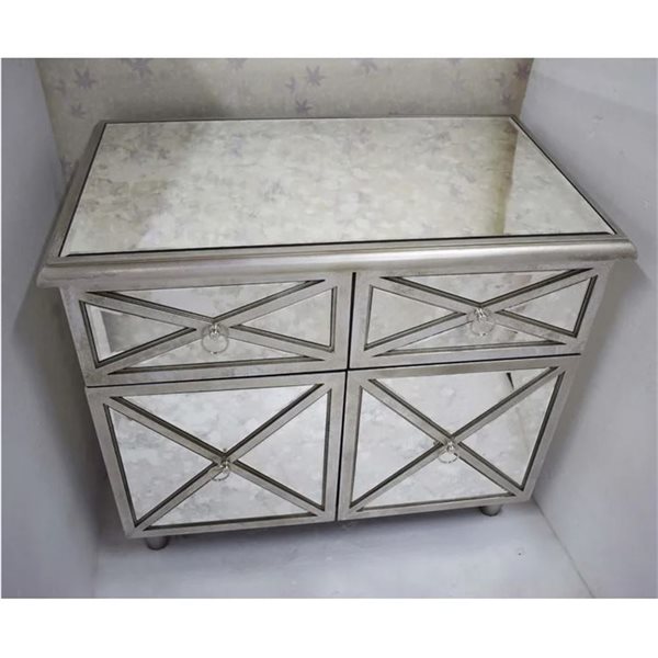 TAKE ME HOME Elegant Mid-Century Cruz Chest Silver Nightstand