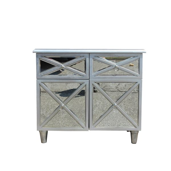 TAKE ME HOME Elegant Mid-Century Cruz Chest Silver Nightstand