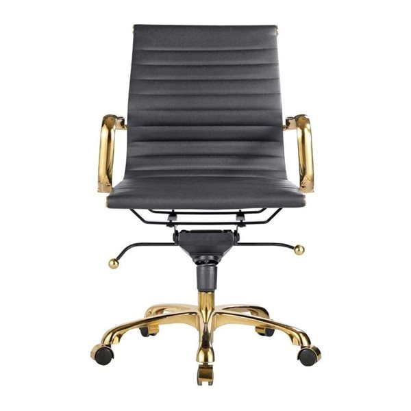 TAKE ME HOME Antonio Low Back Office Chair with Gold Frame - Black