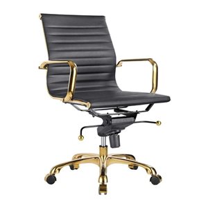 TAKE ME HOME Antonio Low Back Office Chair with Gold Frame - Black