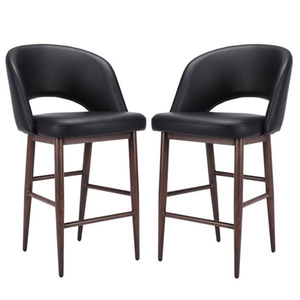 TAKE ME HOME Modern Vanity Breakfast Stool in Black - Set of 2