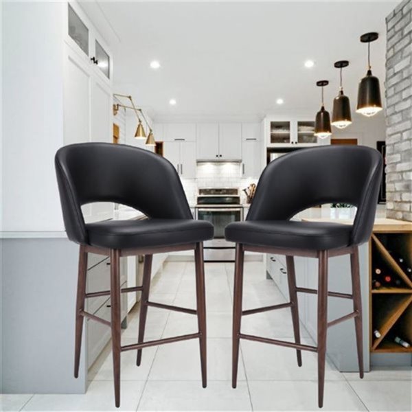 TAKE ME HOME Modern Vanity Breakfast Stool in Black - Set of 2