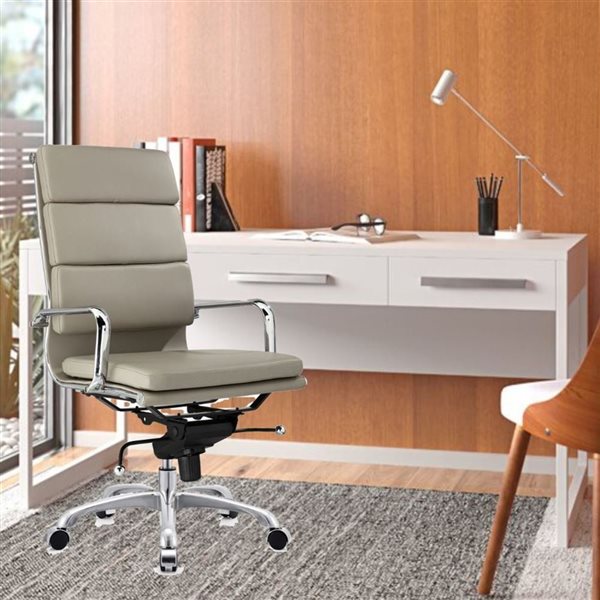 TAKE ME HOME Alia Modern High Back Office Chair Leather - Grey
