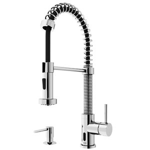 VIGO Edison Chrome 1-Handle Deck Mount Pull-Down Touchless Kitchen Faucet - Soap Dispenser