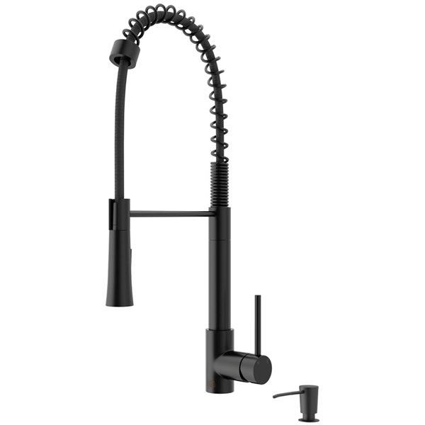 VIGO Laurelton Matte Black 1-Handle Deck Mount Pull-Down Kitchen Faucet with Soap Dispenser