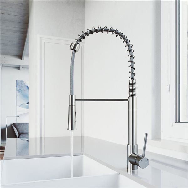 VIGO Laurelton Stainless Steel 1-Handle Deck Mount Pull-Down Kitchen Faucet