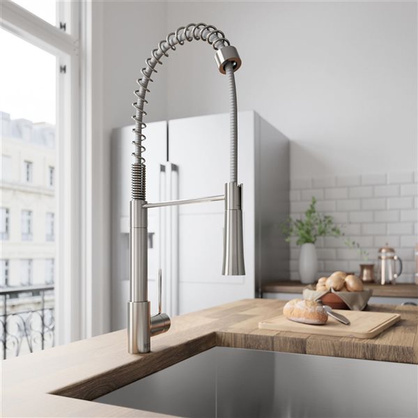 VIGO Laurelton Stainless Steel 1-Handle Deck Mount Pull-Down Kitchen Faucet