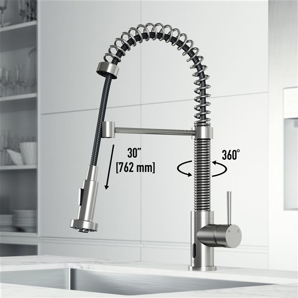 VIGO Edison&nbsp;19-in H Single Handle Pull-Down Sprayer Kitchen Faucet Set with Touchless Sensor - Stainless Steel