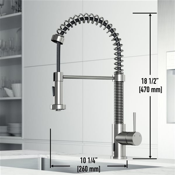 VIGO Edison&nbsp;19-in H Single Handle Pull-Down Sprayer Kitchen Faucet Set with Touchless Sensor - Stainless Steel