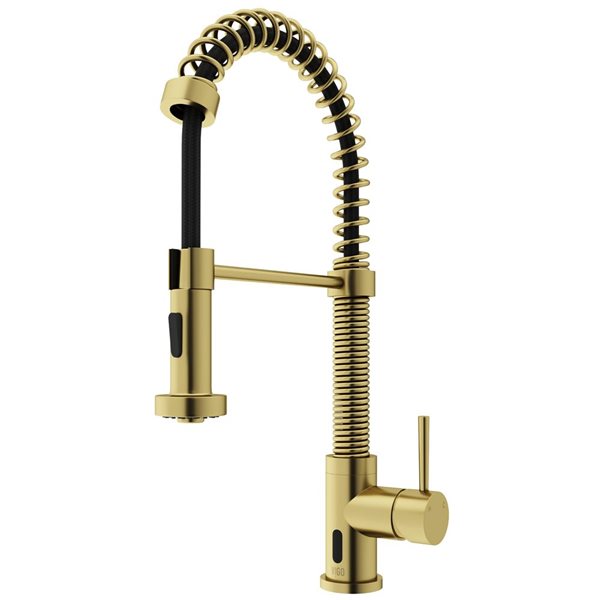 VIGO Edison&nbsp;19-in H Single Handle Pull-Down Sprayer Kitchen Faucet Set with Touchless Sensor - Matte Brushed Gold