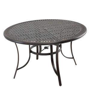 Mondawe Round 60-in Cast Aluminum Outdoor Dining Table with Umbrella Hole