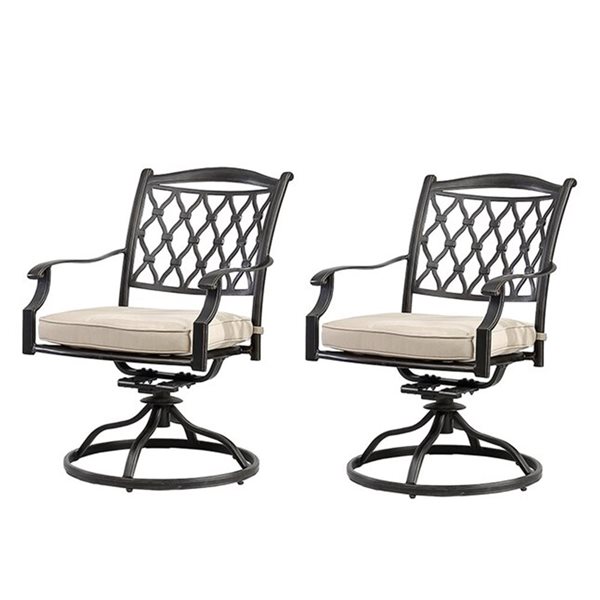 Mondawe Swivel Bronze Metal Patio Conversation Chairs With Off White   332003815 MainImage 001 L 