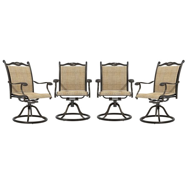 Mondawe Bronze Metal Swivel Conversation Chairs with Brown Mesh Seats Set of 4 MOLQ153R2 RONA