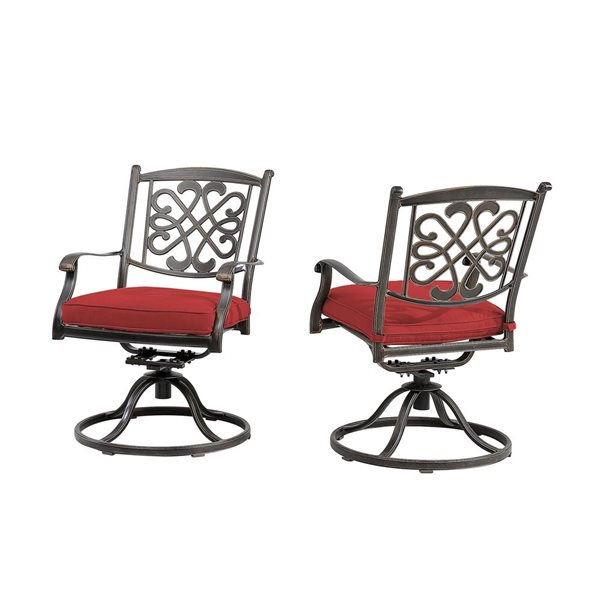 Mondawe Bronze Metal Swivel Conversation Chairs with Red Cushioned Seats Set of 2 MO1025RD RONA