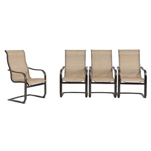 Mondawe Bronze Metal C-spring Conversation Chairs with Brown Mesh Seats - Set of 4
