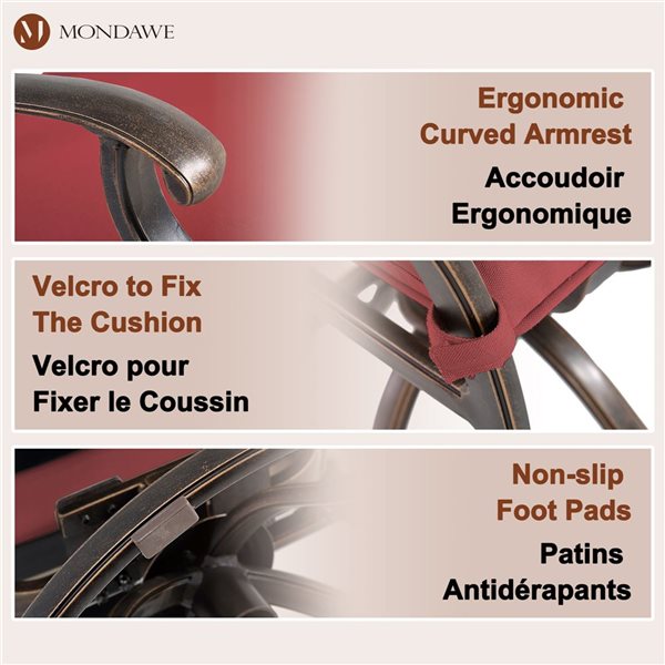 Mondawe Bronze Frame Patio Dining Set with Red Cushions and Swivel Chairs - 5 Piece