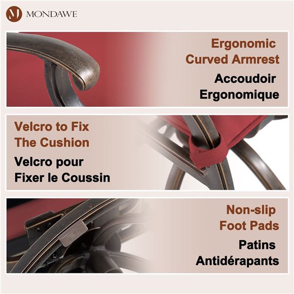 Mondawe Bronze Frame Swivel Patio Dining Set with Red Cushions - 5 Piece