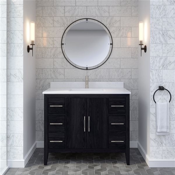 Spa Bathe Vance 42-in Espresso Single Sink Bathroom Vanity with White Speckled Quartz Top