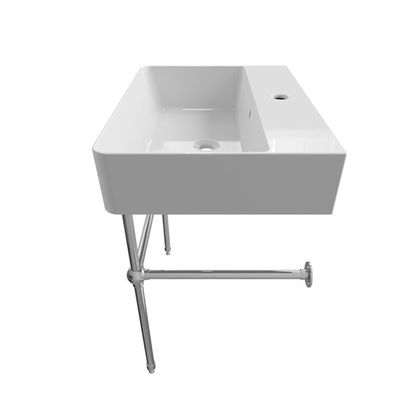 Cheviot Nuo 2 23.37-in x 17.37-in White and Chrome Fire Clay Console Bathroom Sink with Overflow Drain