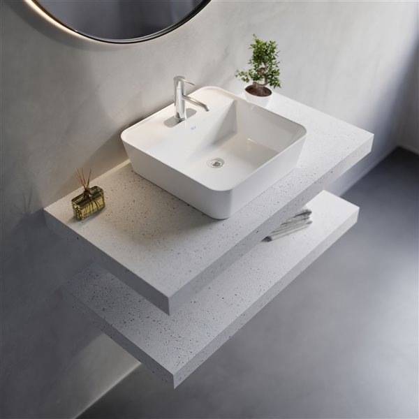 Cheviot Serena 13.87-in X 13.87-in White Vitreous China Bathroom Sink