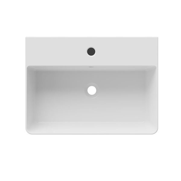 Cheviot Nuo 2 19.62-in x 17.37-in White and Matte Black Fire Clay Console Bathroom Sink with Overflow Drain