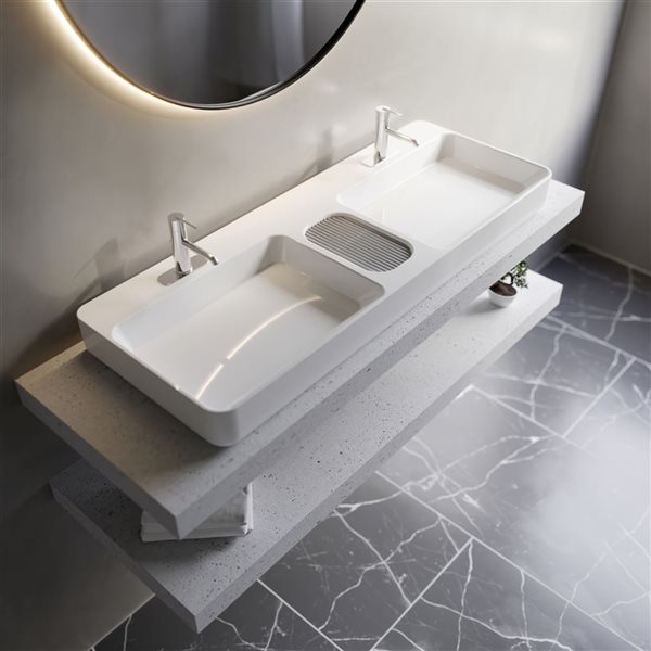 Cheviot Infinity 43.37-in x 18.87-in White Vitreous China Rectangular Bathroom Vessel Sink