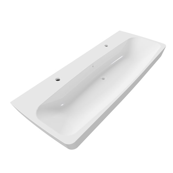Cheviot Metropole 42.5-in x 18.37-in White Fire Clay Bathroom Vessel Sink with Overflow Drain