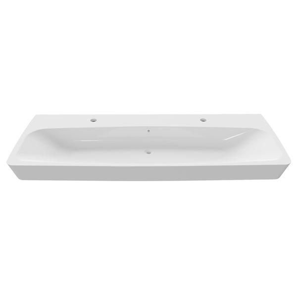 Cheviot Metropole 42.5-in x 18.37-in White Fire Clay Bathroom Vessel Sink with Overflow Drain