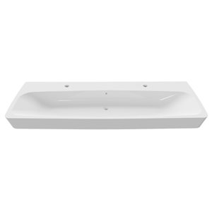Cheviot Metropole 42.5-in x 18.37-in White Fire Clay Bathroom Vessel Sink with Overflow Drain