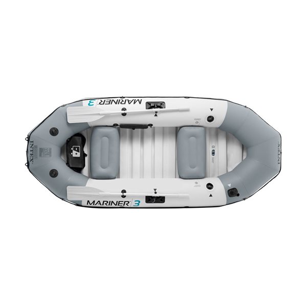 Mariner 3 Inflatable Boat with the Battery and a Mini Sevylor Trolling Motor  (Mounted) 