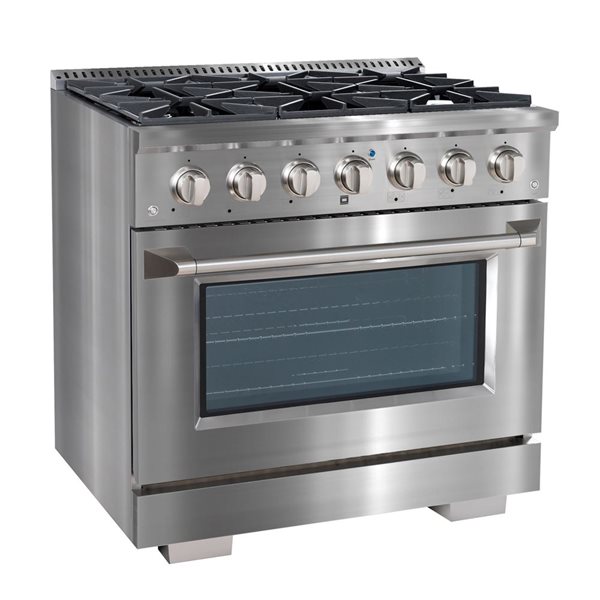 Ancona 36-in Gas Range with 6 Burners and Convection Oven in Stainless Steel