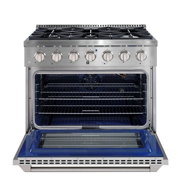 Ancona 36-in Gas Range with 6 Burners and Convection Oven in Stainless Steel