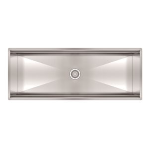 Elegant Stainless Luxor Undermount 19-in x 47-in Stainless Steel Single Bowl No-Hole Workstation Kitchen Sink
