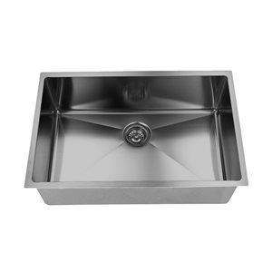 Elegant Stainless Luxor Undermount 18-in x 30-in Black Stainless Steel Single Bowl No-Hole Kitchen Sink