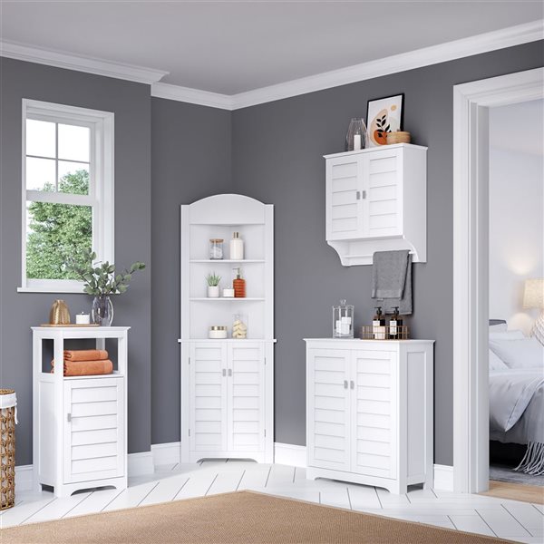 RiverRidge Home Brookfield 28.5-in x 32.31-in x 11.81-in White Freestanding Linen Cabinet