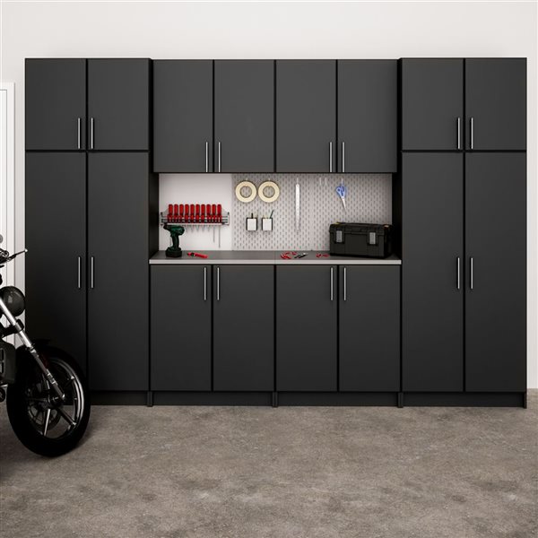 Prepac Elite 8-Piece Black Cabinet Storage Set - 128-in