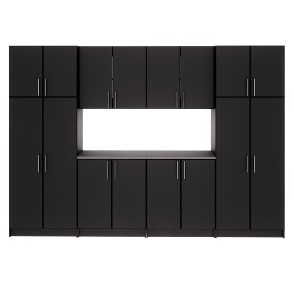 Prepac Elite 8-Piece Black Cabinet Storage Set - 128-in