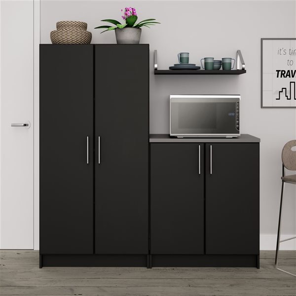 Prepac Elite 2-Piece Black Cabinet Storage Set - 64-in