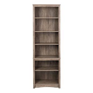 Prepac 80-in Modular Bookcase Drifted Grey with 6 shelves