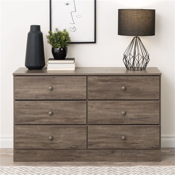 Prepac Astrid Drifted Grey Pine 6-drawer Double Dresser