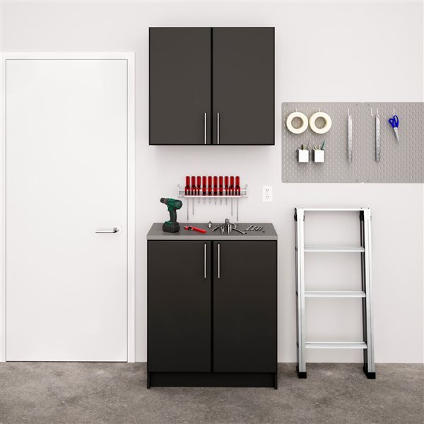 Prepac Elite 2-Piece Black Cabinet Storage Set - 32-in