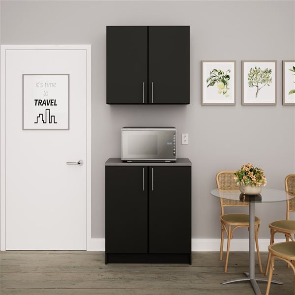 Prepac Elite 2-Piece Black Cabinet Storage Set - 32-in