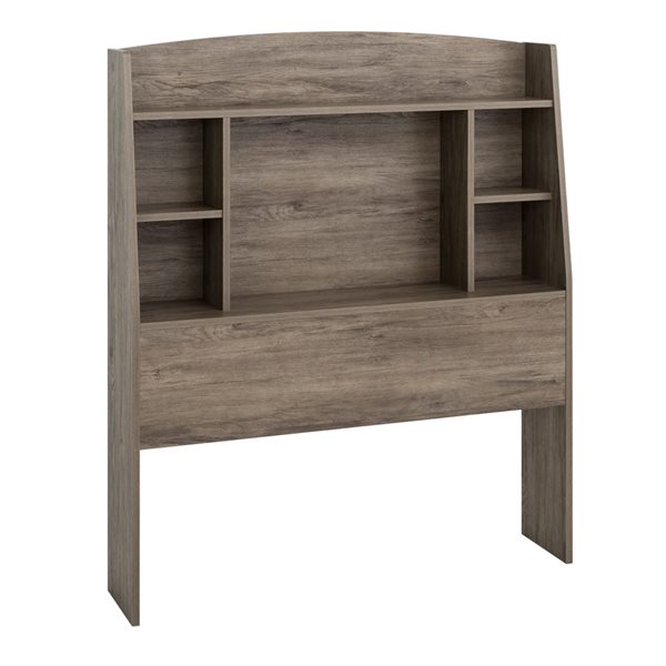 Prepac Astrid Drifted Grey Twin Headboard with shelf