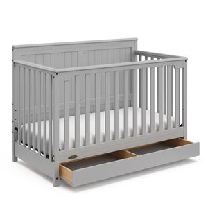 Graco Hadley 5-in-1 Convertible Crib with Drawer - Pebble Grey