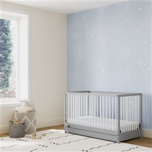 Graco Teddi 5-in-1 Convertible Crib with Drawer - Pebble Grey/White