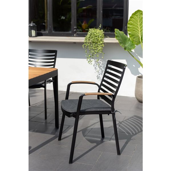 LifestyleGarden Portals Patio Dining Set Black and Gray 7-Piece