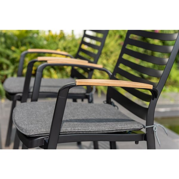 LifestyleGarden Portals Patio Dining Set Black and Gray 7-Piece