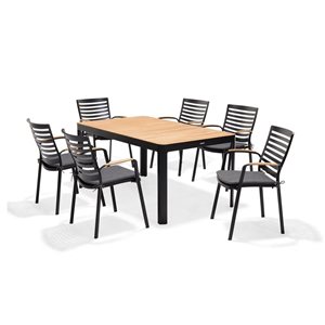 LifestyleGarden Portals Patio Dining Set Black and Gray 7-Piece