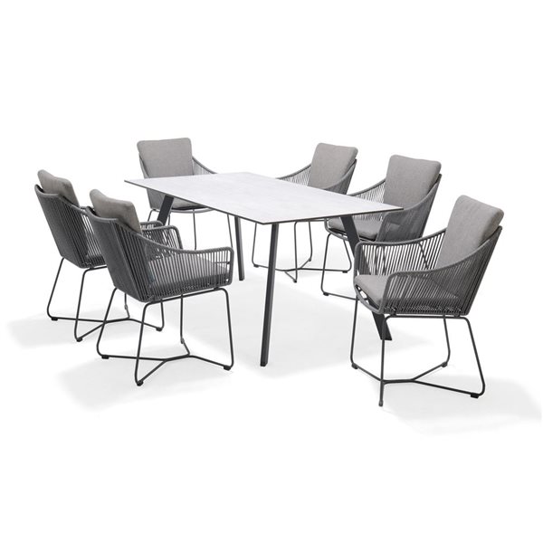 Patio Set Rona LifestyleGarden Opal Patio Dining Set Gray 7-Piece SOPAL106 | RONA
