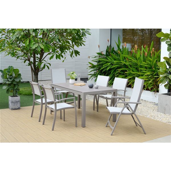 LifestyleGarden Morella Patio Dining Set Gray-White 7-piece